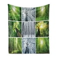 thumbnail image 1 of Forest Soft Flannel Fleece Blanket, Green and Black Rainforest Tree Branches in Spring and Winter Woodland Collage, Cozy Plush for Indoor and Outdoor Use, 50" x 70", Green and White, by Ambesonne, 1 of 6