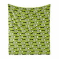 thumbnail image 1 of Forest Soft Flannel Fleece Blanket, Woodland Theme Along Mushrooms Mother Nature Plants Vegetables Cooking, Cozy Plush for Indoor and Outdoor Use, 50" x 70", Lime Green Charcoal Grey, by Ambesonne, 1 of 5