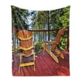 thumbnail image 1 of Forest Soft Flannel Fleece Throw Blanket, Adirondack Chairs on Porch in Forest Fresh Air, Cozy Plush for Indoor and Outdoor Use, 50" x 60", Multicolor, by Ambesonne, 1 of 5