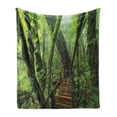 thumbnail image 1 of Forest Soft Flannel Fleece Throw Blanket, Entrance to Deep Dark Evergreen Jungle Surreal Extreme Vivid Plants Jungle, Cozy Plush for Indoor and Outdoor Use, 50" x 60", Green Brown, by Ambesonne, 1 of 5