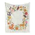 thumbnail image 1 of Forest Soft Flannel Fleece Throw Blanket, European Fauna Flora Deer Fox Raccoon and Roses Cartoon Wildlife, Cozy Plush for Indoor and Outdoor Use, 60" x 80", Multicolor, by Ambesonne, 1 of 6