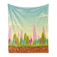 thumbnail image 1 of Forest Soft Flannel Fleece Throw Blanket, Fantasy Cartoon Landscape Colorful Trees Country Panorama Trees Hills Abstraction, Cozy Plush for Indoor and Outdoor Use, 50" x 60", Multicolor, by Ambesonne, 1 of 6