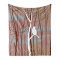 thumbnail image 1 of Forest Soft Flannel Fleece Throw Blanket, Modern Illustration of Bird on Leafless Branch Winter Trees Wildlife Print, Cozy Plush for Indoor and Outdoor Use, 60" x 80", Multicolor, by Ambesonne, 1 of 5