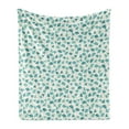 thumbnail image 1 of Forest Soft Flannel Fleece Throw Blanket, Native Chinese Woodland Leaves from Ginkgo Trees Pastel Silhouettes, Cozy Plush for Indoor and Outdoor Use, 70" x 90", Teal Turquoise and Cream, by Ambesonne, 1 of 5