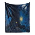 thumbnail image 1 of Forest Soft Flannel Fleece Throw Blanket, Night with Home in Trunk of Enchanted Tree, Cozy Plush for Indoor and Outdoor Use, 50" x 60", Dark Night Blue Mustard, by Ambesonne, 1 of 6