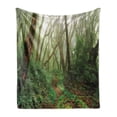thumbnail image 1 of Forest Soft Flannel Fleece Throw Blanket, Spooky Tropical Exotic Fog Jungle in Rainforest Nepal Climate Picture Print, Cozy Plush for Indoor and Outdoor Use, 70" x 90", Green Brown, by Ambesonne, 1 of 6