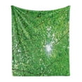 thumbnail image 1 of Forest Soft Flannel Fleece Throw Blanket, Sun Through Tree Branch and Leaf Top Relaxing Peaceful Serene Environment Rural Design, Cozy Plush for Indoor and Outdoor Use, 50" x 60", Green, by Ambesonne, 1 of 6