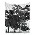 thumbnail image 1 of Forest Soft Flannel Fleece Throw Blanket, Tree Silhouettes and Bushes in Monochrome Retro Colors Deciduous Growth, Cozy Plush for Indoor and Outdoor Use, 50" x 60", Black Grey White, by Ambesonne, 1 of 6