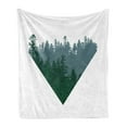 thumbnail image 1 of Forest Soft Flannel Fleece Throw Blanket, Triangle Frame with Coniferous Tree Silhouettes Modern Geometric, Cozy Plush for Indoor and Outdoor Use, 50" x 70", Dark Green Slate Blue, by Ambesonne, 1 of 6