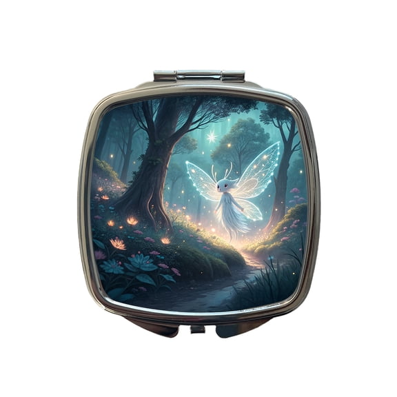 Forest Spirit Japanese Anime Style Fantasy Travel Makeup Handbag Purse Small Pocket Compact Mirror
