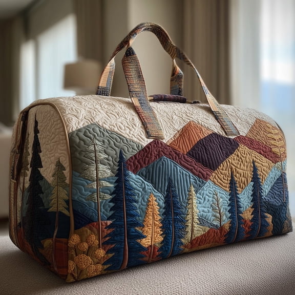 Forest Spirit Quilted Duffle Ba with Adjustable Strap,Travel Weekender Bag