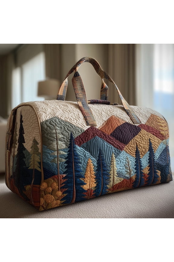 Forest Spirit Quilted Duffle Ba with Adjustable Strap,Travel Weekender Bag