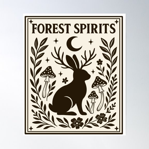 Forest Spirits Poster Wall Art, Modern Wall Decor, 8x12 UNFRAMED