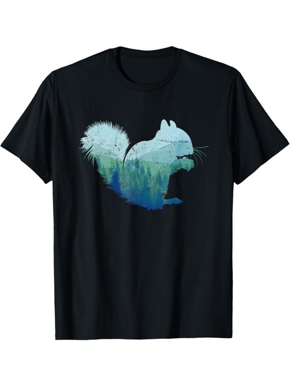 Forest Squirrel T-Shirt men and women can wear, black, white, gifts
