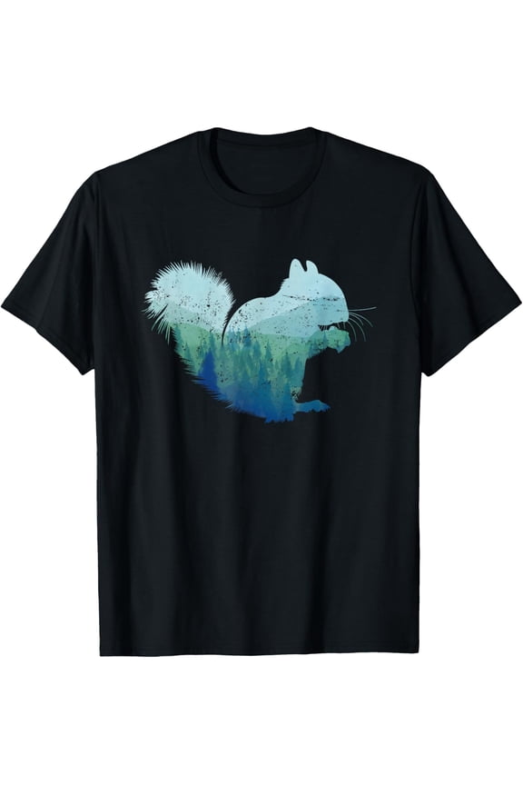 Forest Squirrel T-Shirt men and women can wear, black, white, gifts