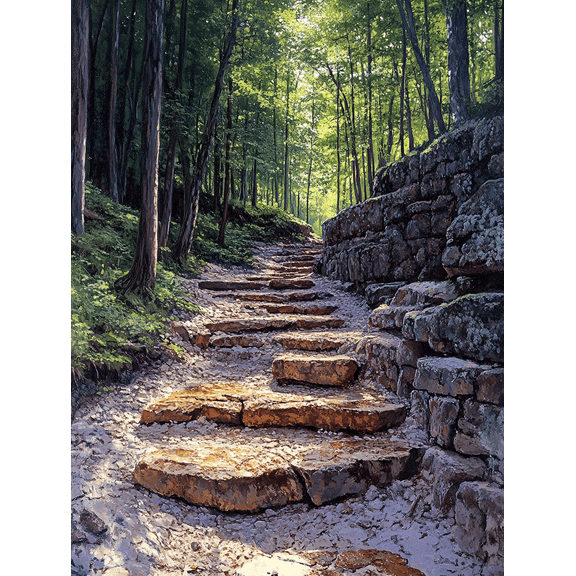 Forest Stone Steps Canvas Wall ArtSuitable for Living RoomBedroomBathroomOfficeHallway Decoration
