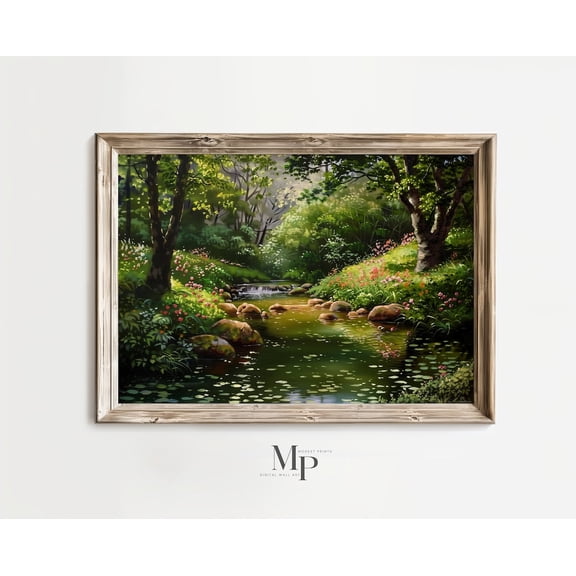 Forest Stream Landscape Poster, Unframed Paper Poster 8x10in