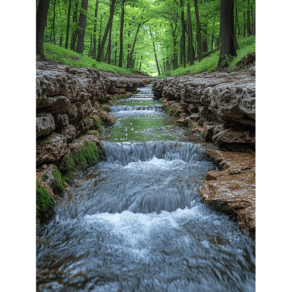 Forest Stream Waterfall Canvas Print/Wall Art Suitable for Living RoomOffice and Hallway Decoration.
