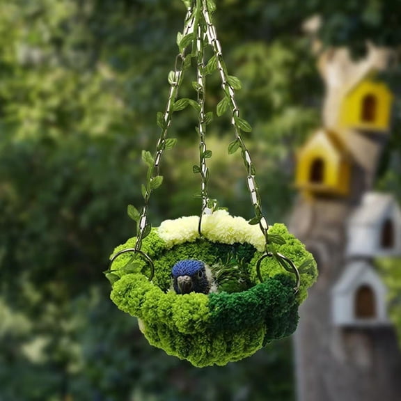 Forest Style Bird Cage Hanging Nest Soft Warm Comfortable Sleeping Hut for Small Pet Birds,A