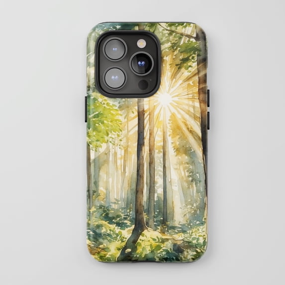 Forest Sunbeams Watercolor iPhone Protective Case