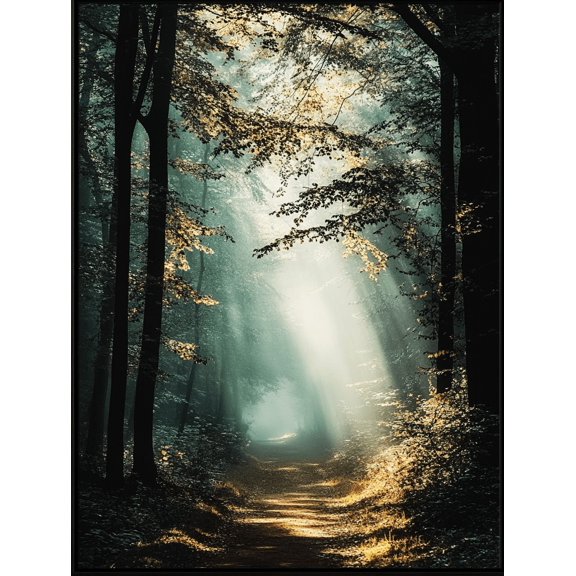 Forest Sunlight Decorative Painting/Canvas Art Suitable for Decorating Living Room Bedroom Office Study Dining RoomTrees Light Rays Foggy Forest Art Wall Decor.