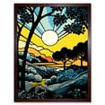 thumbnail image 1 of Forest Sunrise Landscape Sun Rays Patterns Blue Orange Pop Art Comic Book Halftone Art Print Framed Poster Wall Decor 12x16 inch, 1 of 5