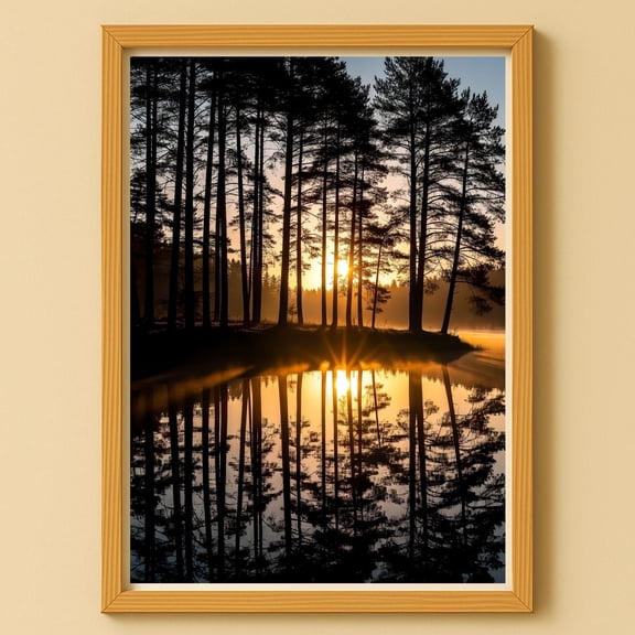 Forest Sunrise Wall Art Poster Picture Nature Landscape Reflection Print Poster Jpg Sze11