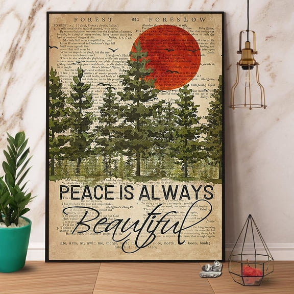 Forest Sunset Peace Is Always Beautiful Paper Poster No Frame Matte Wall Art Decor 11 x 17 Inch Poster