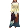 thumbnail image 1 of Forest Sunset Silhouette Women's Long Dress Long Sleeves Dress Vintage Dresses Party Maxi Dress High Waist Dress, 1 of 4