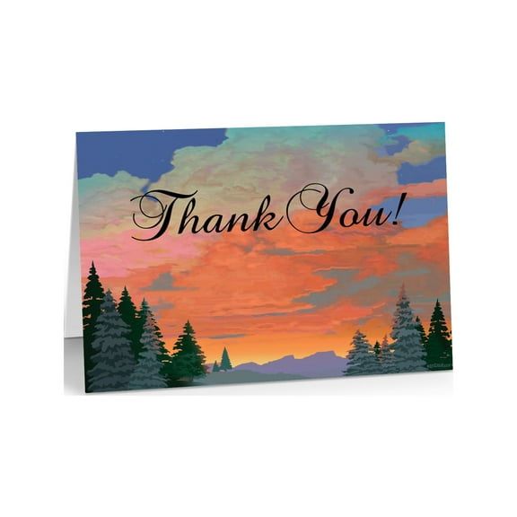 Forest Sunset Thank You Note Card - 10 Boxed Cards & Envelopes - 14377-1
