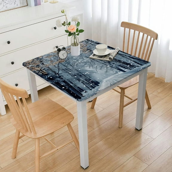 Forest Tablecloth, Snowy Trees Frosty Winter Park Winter Design, Dining Room Kitchen Rectangular Table Cover