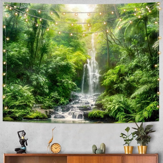Forest Tapestry Green Landscape Wall Tapestry, Nature tapestries for Bedroom Ceiling Tapestries Wall Hanging for Bedroom Living Room Wall Decor Forest 60"x90"