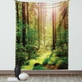 thumbnail image 1 of Forest Tapestry, Forest in Spring Time Sunset Moss Woods Leaf Wilderness Fantasy Magical View Print, Wall Hanging for Bedroom Living Room Dorm Decor, 40W X 60L Inches, Green Brown, by Ambesonne, 1 of 5