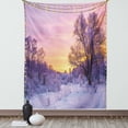 thumbnail image 1 of Forest Tapestry, Winter Landscape with Sunset and Frozen Trees Ice Weather Blizzard Cold Days Image, Wall Hanging for Bedroom Living Room Dorm Decor, 60W X 80L Inches, Pink White, by Ambesonne, 1 of 2