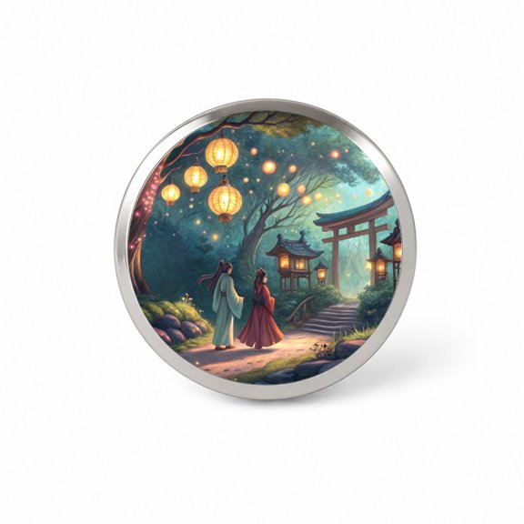 Forest Temple Entrance Torii Gate Fantasy Japanese Anime Style Backpack Hat Novelty Lapel Pin