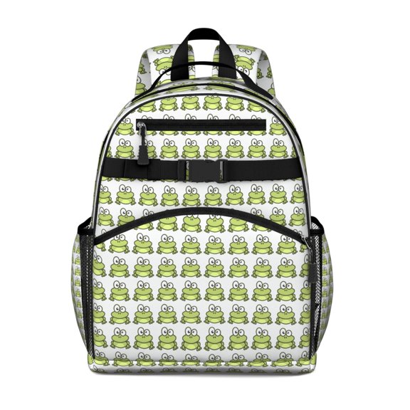 Forest-Themed Green Frog School Backpack - Ergonomic Design with Chest Strap & Spacious Compartments