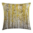 thumbnail image 1 of Forest Throw Pillow Cushion Cover, Autumn Birch Forest Golden Yellow Leaves Woodland October Seasonal Nature Picture, Decorative Square Accent Pillow Case, 16" X 16", Yellow Grey, by Ambesonne, 1 of 1