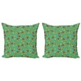 thumbnail image 1 of Forest Throw Pillow Cushion Cover Pack of 2, Graphical Layout of Botanical Jungle Elements Acorns and Oak Leaves, Zippered Double-Side Digital Print, 4 Sizes, Sea Green and Multicolor, by Ambesonne, 1 of 2