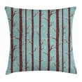 thumbnail image 1 of Forest Throw Pillow Cushion Cover, Silhouettes of Birch Trees with Foliage Leaves in Snowy Winter Season, Decorative Square Accent Pillow Case, 18 X 18 Inches, Pale Blue Maroon Cream, by Ambesonne, 1 of 2