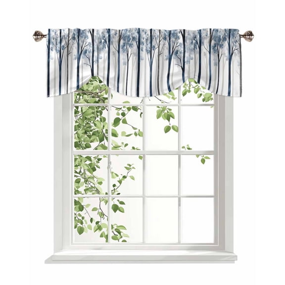 Forest Tie Up Valances Curtain, Tree Trunk Kitchen Valances for Windows Decor, Rod Pocket Short Curtains Set for Bedroom/Bathroom, 54"x18"