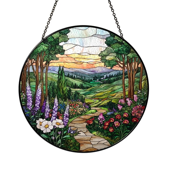 Forest Trail Foxglove Stained Glass Window Suncatcher Floral Decor