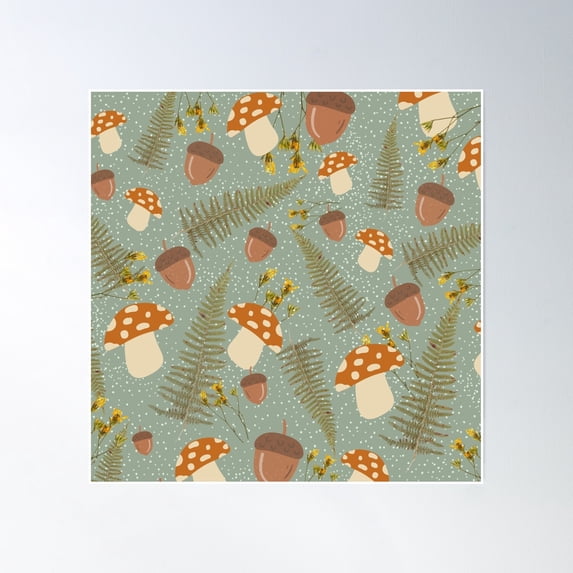 Forest Treasures Pattern Poster Wall Art, Modern Wall Decor, 30x30 UNFRAMED