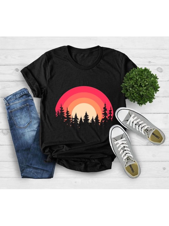 Forest Tree Adventure Is Calling Mountain Themed Hiking Nature Retro Pine Tree T-shirt