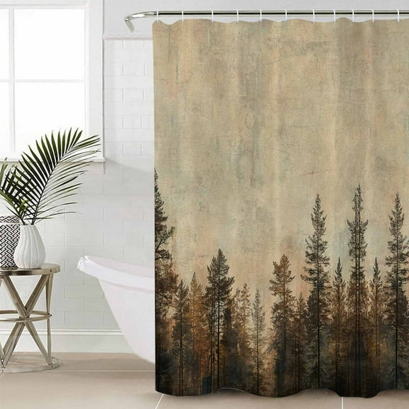 Forest Tree Bathroom Curtain 78 Inch Shower Curtain with Hooks, Modern Vintage Winter Fall Natural Plant Waterproof Polyester Bath Curtain Washable Bathtub Curtain 72''x 78''