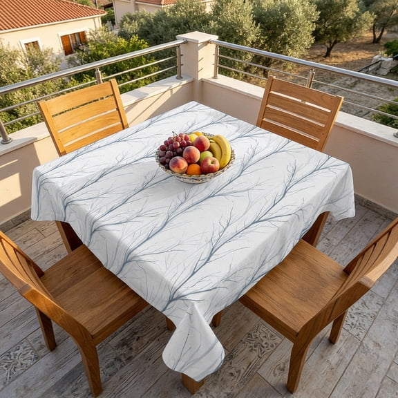 Forest Tree Branches Seamless Table Cloth 60x60in, Waterproof Square Tablecloth Wipeable Tablecloths Country Vintage Plant Theme Table Covers for Dining Tables Party Indoor Outdoor