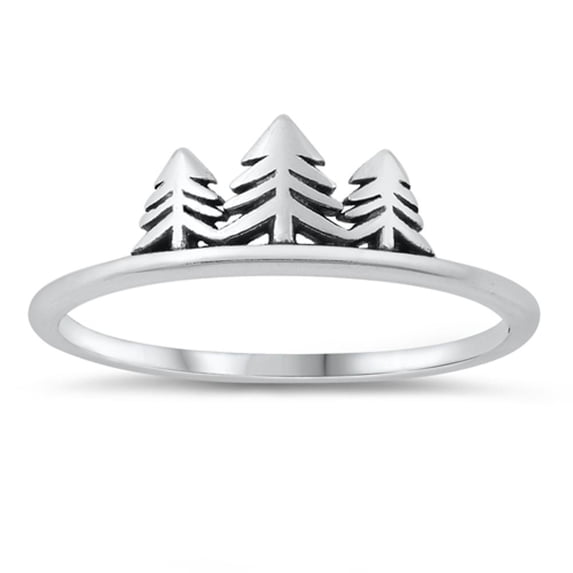 Forest Tree Earth Nature Ring .925 Sterling Silver Band Jewelry Female Male Unisex Size 4