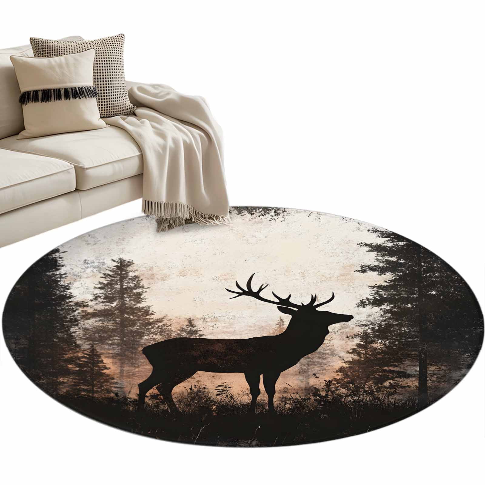 Forest Tree Elk Large Area Rugs for Bedroom Living Room, Soft Non Slip ...