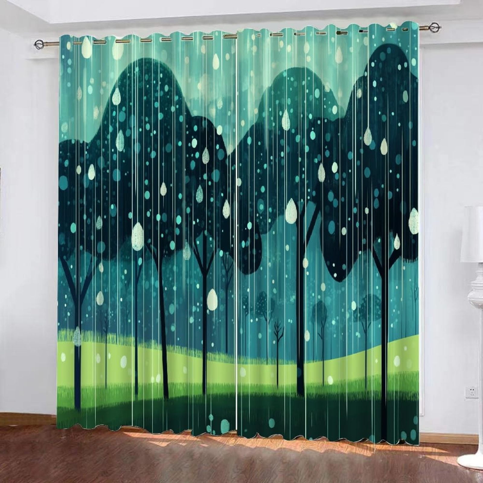Forest Tree Window Treatments, Cartoon Spring Curtain For Windows ...