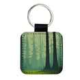 thumbnail image 1 of Forest Trees Wilderness Enchanted Faux Leather Square Keychain, 1 of 7