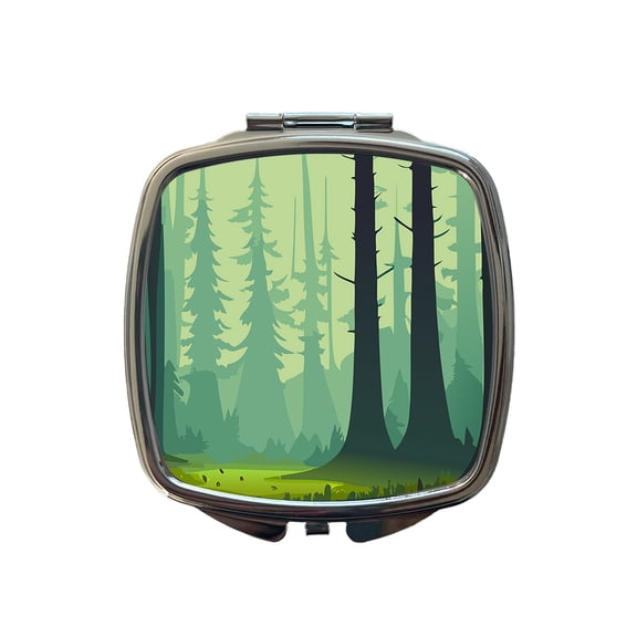 Forest Trees Wilderness Enchanted Travel Makeup Handbag Purse Small Pocket Compact Mirror